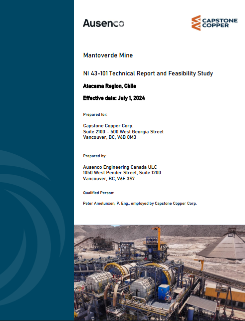 2024 NI 43-101 Technical Report and Feasibility Study for Mantoverde Mine, Atacama, Chile